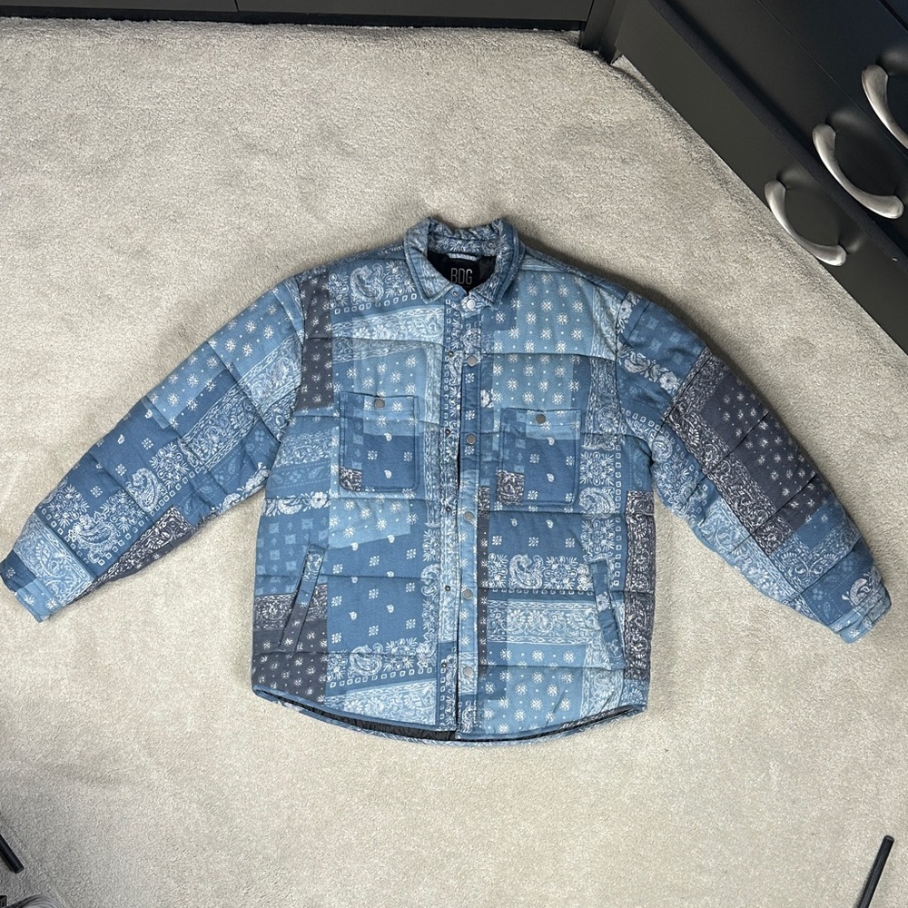 BDG Patchwork Blue Quilted Bandana Jacket